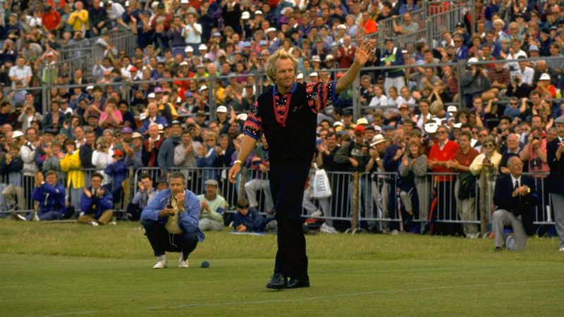 Greg Norman in attendance at Troon with official R&A guest badge